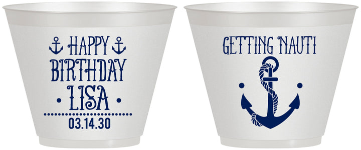 Custom Birthday 9 oz Wine Frosted Cups - Getting Nauti | 20239