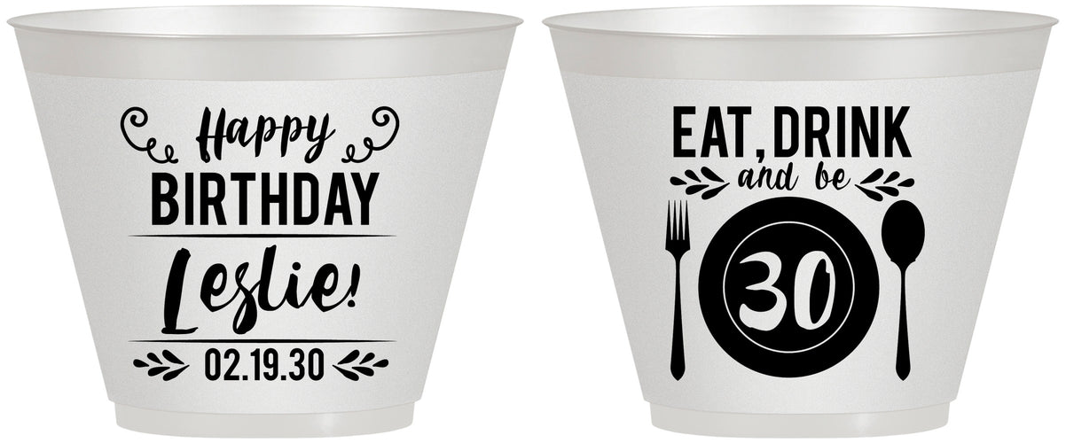 Custom Birthday 9 oz Wine Frosted Cups - 30th | 20240