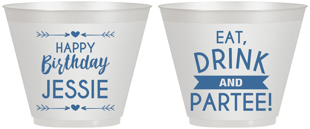 Custom Birthday 9 oz Wine Frosted Cups - Eat Drink Partee | 20241