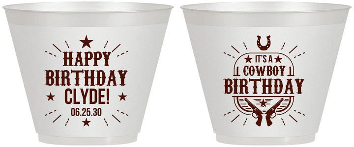Custom Birthday 9 oz Wine Frosted Cups - Cowboy | 20244