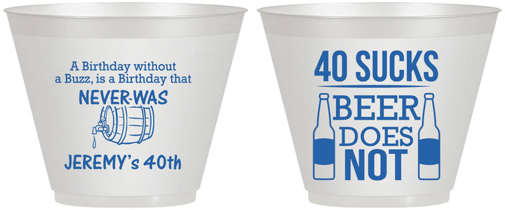 Custom Birthday 9 oz Wine Frosted Cups - 40th | 20247