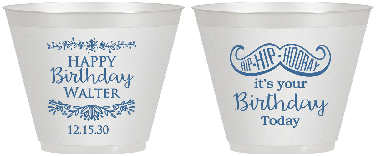 Custom Birthday 9 oz Wine Frosted Cups - Hip Hip Hooray | 20250