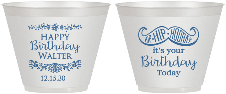 Custom Birthday 9 oz Wine Frosted Cups - Hip Hip Hooray | 20250