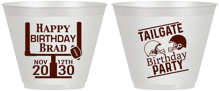 Custom Birthday 9 oz Wine Frosted Cups - Football | 20256