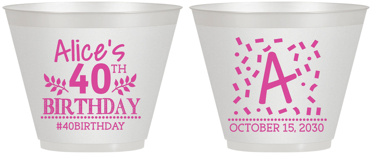 Custom Birthday 9 oz Wine Frosted Cups - 40th | 20258