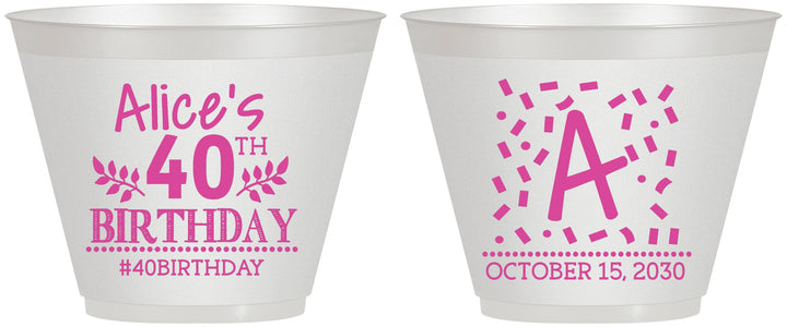 Custom Birthday 9 oz Wine Frosted Cups - 40th | 20258