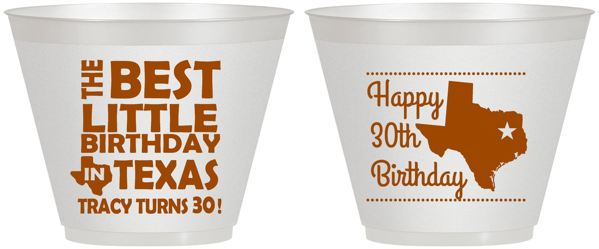 Custom Birthday 9 oz Wine Frosted Cups - 30th Texas | 20265