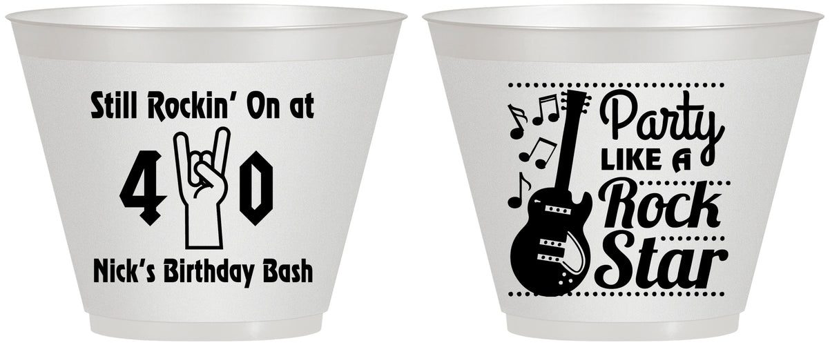 Custom Birthday 9 oz Wine Frosted Cups - 40th Rock Star | 20266