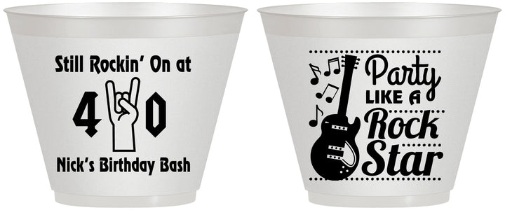 Custom Birthday 9 oz Wine Frosted Cups - 40th Rock Star | 20266