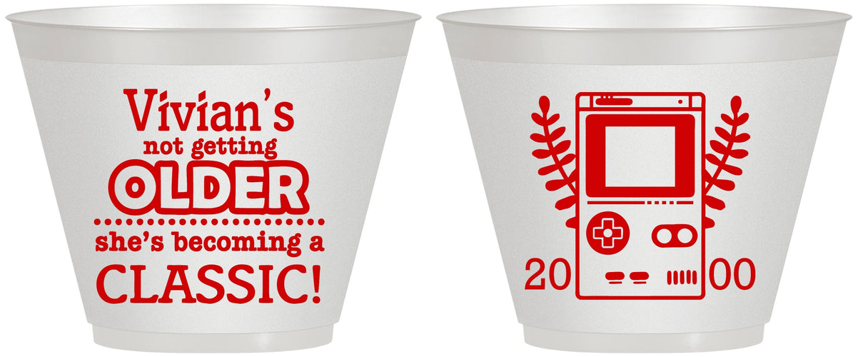 Custom Birthday 9 oz Wine Frosted Cups - 30th Video Games | 20267