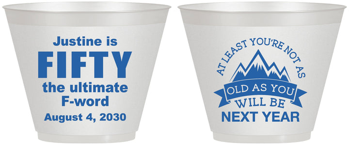 Custom Birthday 9 oz Wine Frosted Cups - 50th | 20268