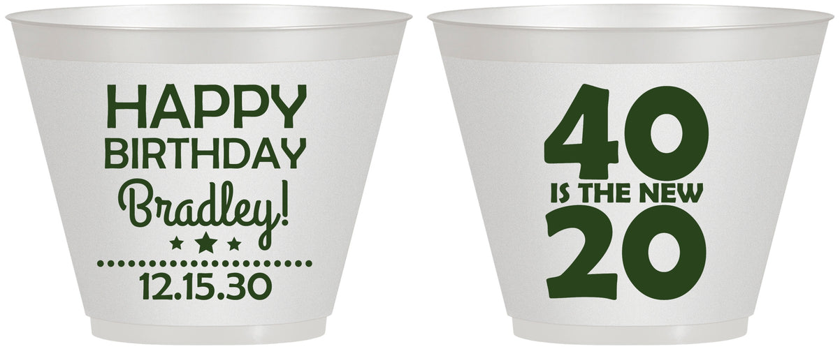Custom Birthday 9 oz Wine Frosted Cups - 40 Is The New 20 | 20269