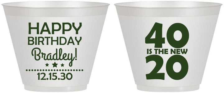 Custom Birthday 9 oz Wine Frosted Cups - 40 Is The New 20 | 20269