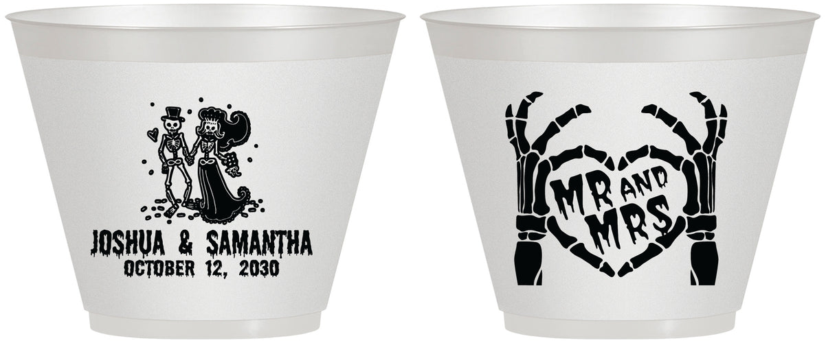 Custom Wedding 9 oz Wine Frosted Cups - Mr And Mrs Skeleton | 204