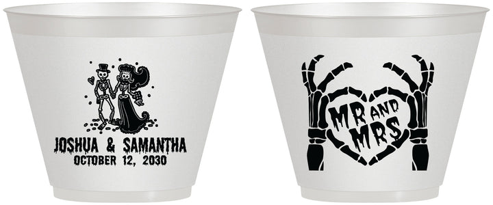 Custom Wedding 9 oz Wine Frosted Cups - Mr And Mrs Skeleton | 204