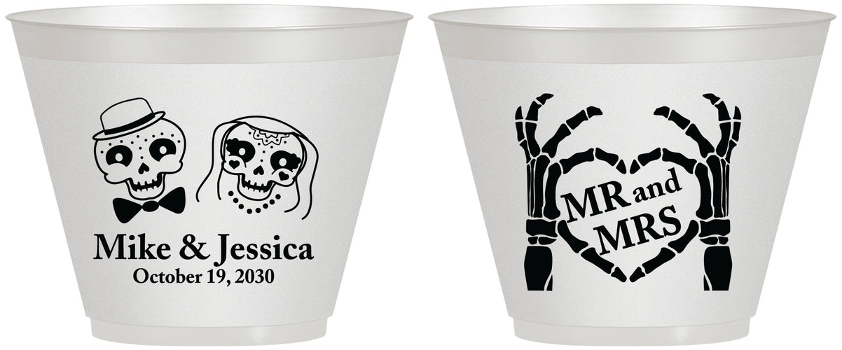 Custom Wedding 9 oz Wine Frosted Cups - Mr And Mrs Halloween | 206
