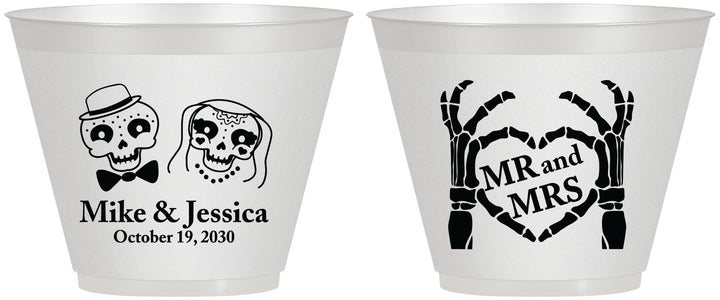 Custom Wedding 9 oz Wine Frosted Cups - Mr And Mrs Halloween | 206