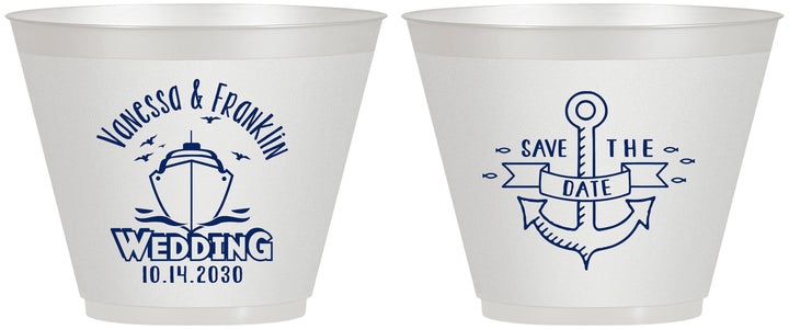 Custom Wedding 9 oz Wine Frosted Cups - Save The Date Cruise | 209