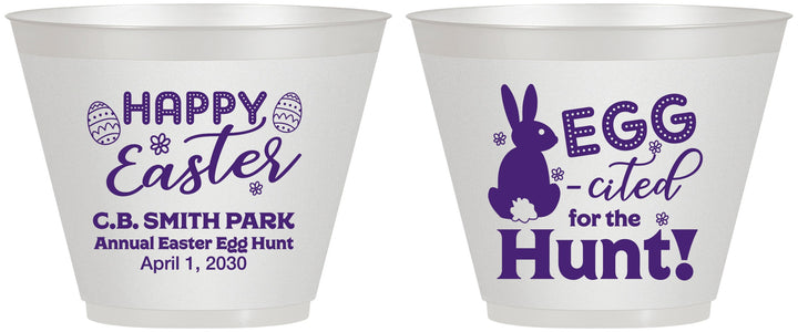 Custom Easter 9 oz Wine Frosted Cups - Eggcited For Hunt Bunny | 210002