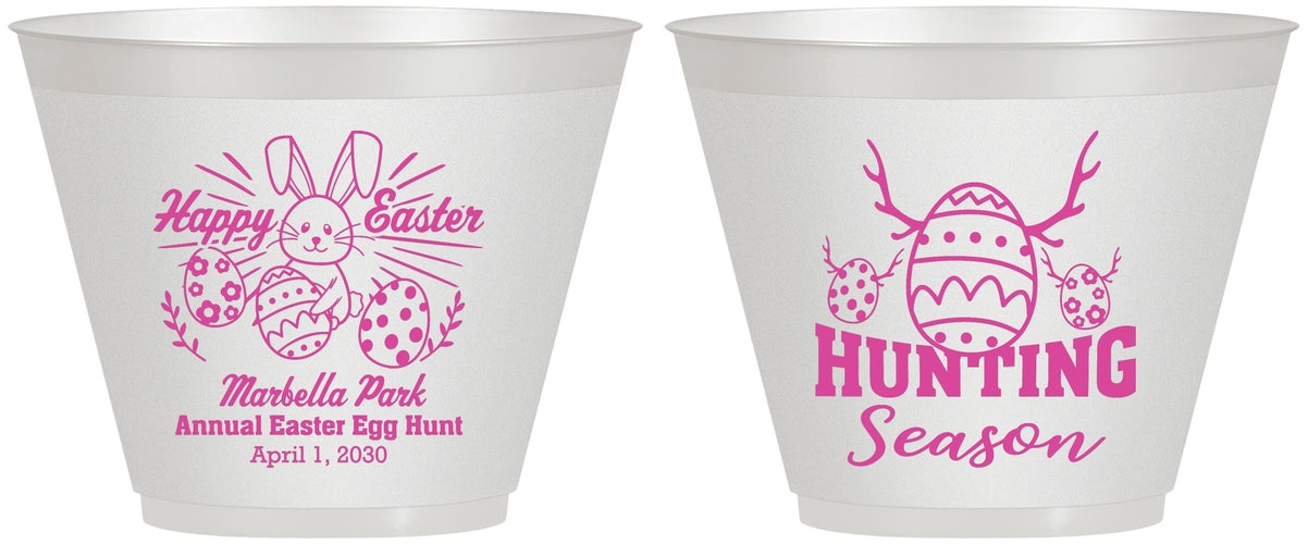 Custom Easter 9 oz Wine Frosted Cups - Bunny Egg Hunt | 210003