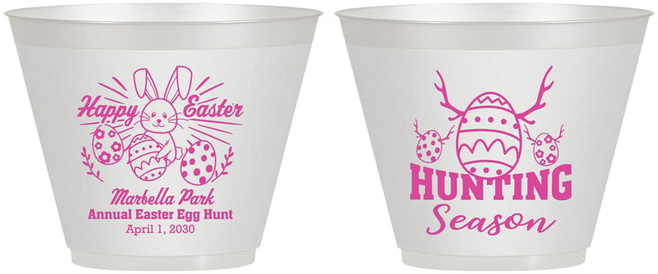 Custom Easter 9 oz Wine Frosted Cups - Bunny Egg Hunt | 210003