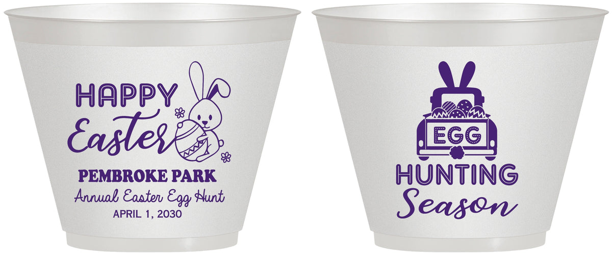 Custom Easter 9 oz Wine Frosted Cups - Egg Hunting Bunny | 210004