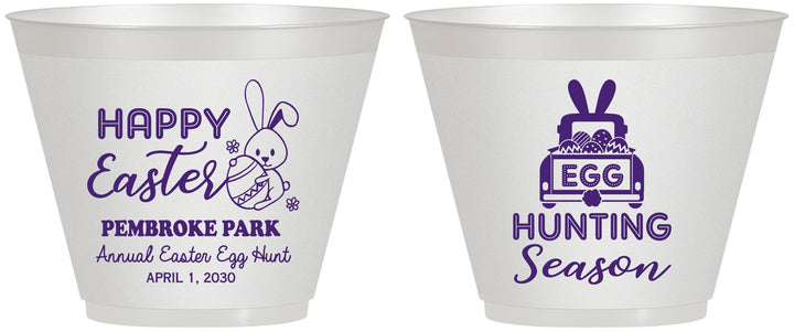 Custom Easter 9 oz Wine Frosted Cups - Egg Hunting Bunny | 210004