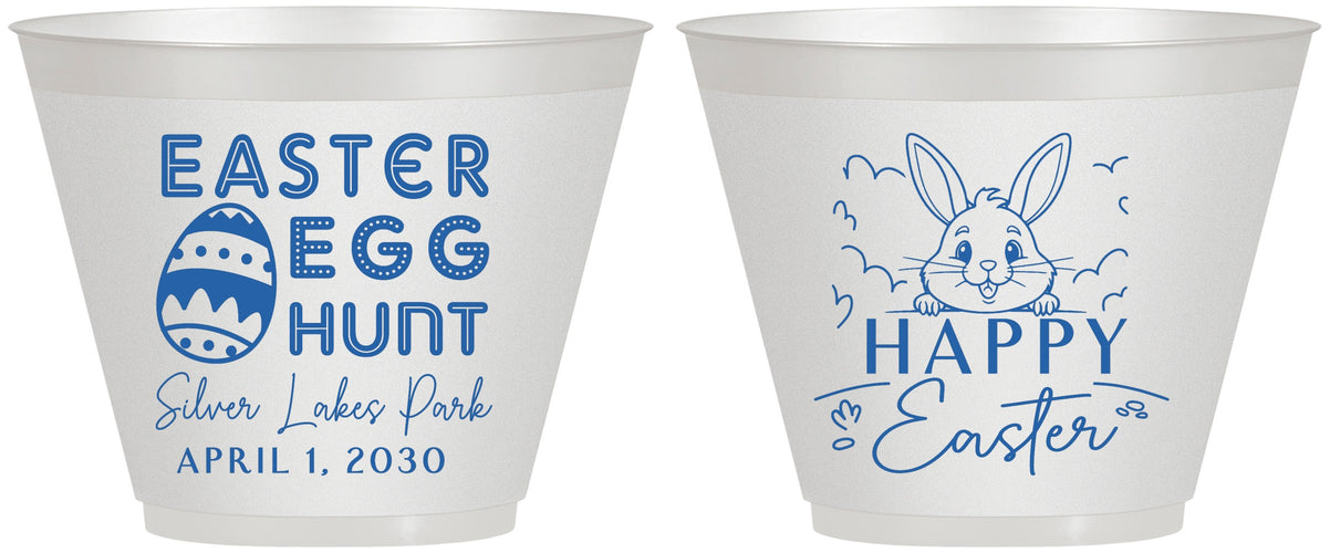 Custom Easter 9 oz Wine Frosted Cups - Egg Hunt Bunny | 210005