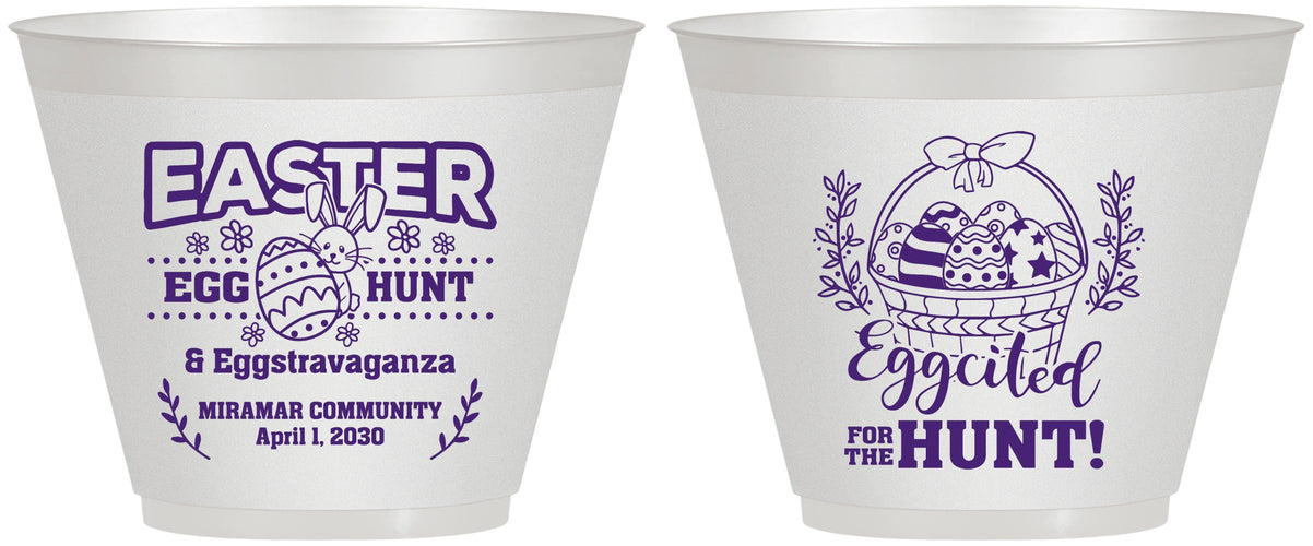Custom Easter 9 oz Wine Frosted Cups - Eggcited For Hunt Bunny | 210006