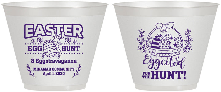 Custom Easter 9 oz Wine Frosted Cups - Eggcited For Hunt Bunny | 210006