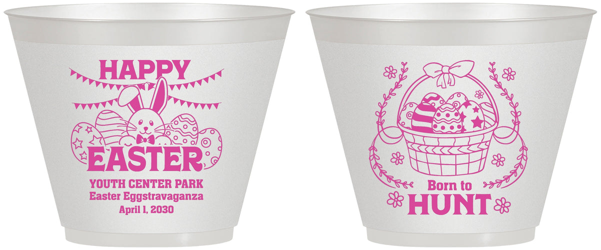 Custom Easter 9 oz Wine Frosted Cups - Born To Hunt Bunny | 210007