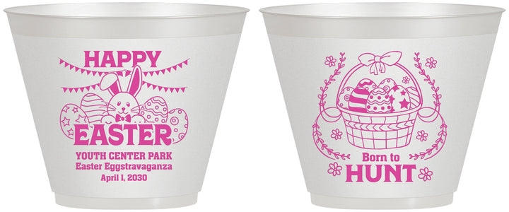 Custom Easter 9 oz Wine Frosted Cups - Born To Hunt Bunny | 210007