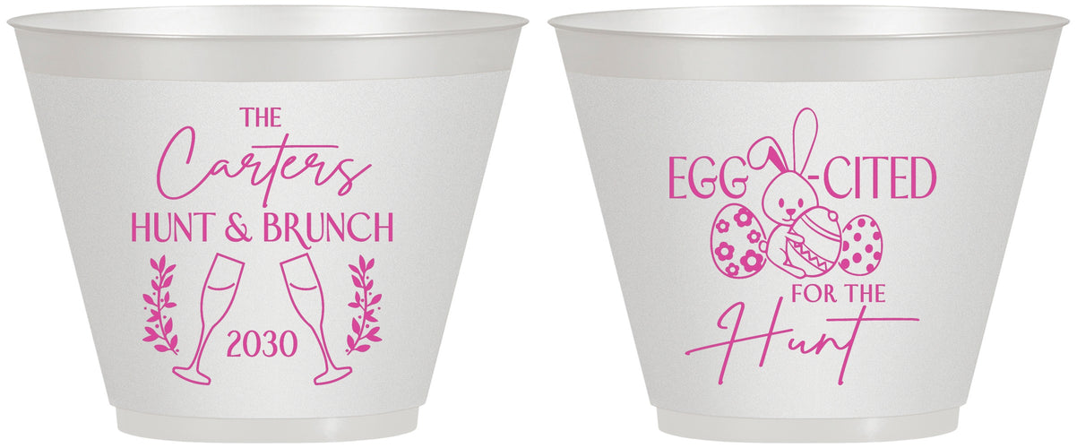 Custom Easter 9 oz Wine Frosted Cups - Eggcited For Hunt Bunny | 210011