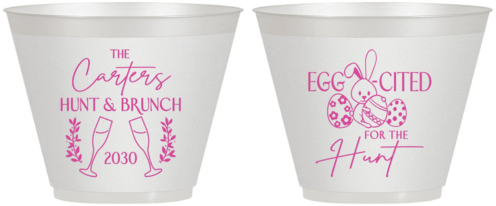 Custom Easter 9 oz Wine Frosted Cups - Eggcited For Hunt Bunny | 210011