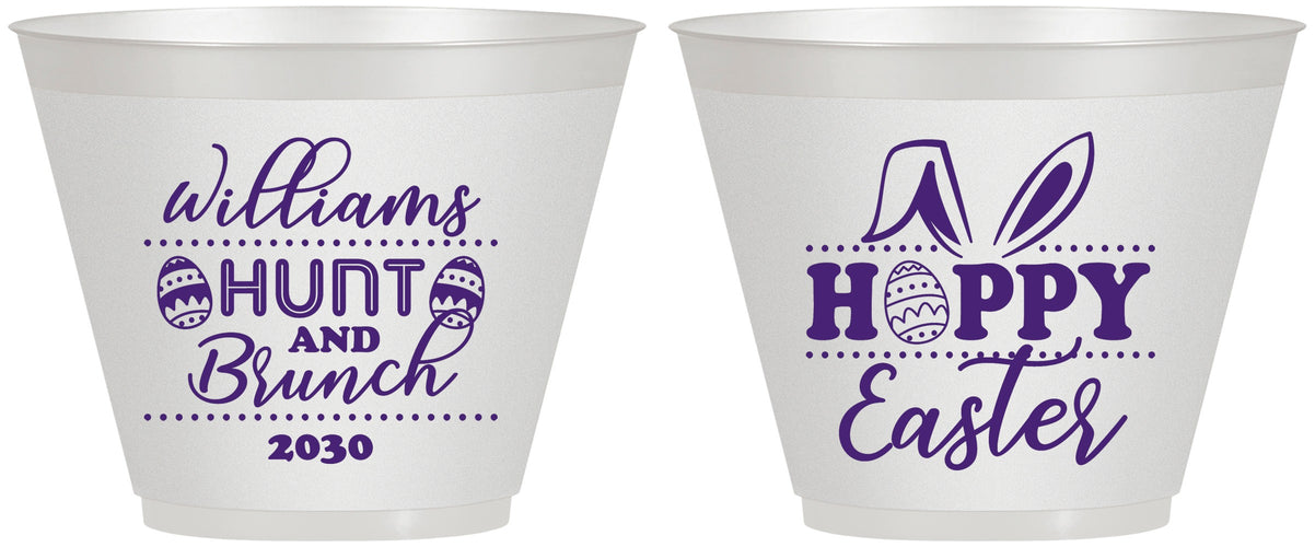 Custom Easter 9 oz Wine Frosted Cups - Hoppy Bunny Eggs | 210012