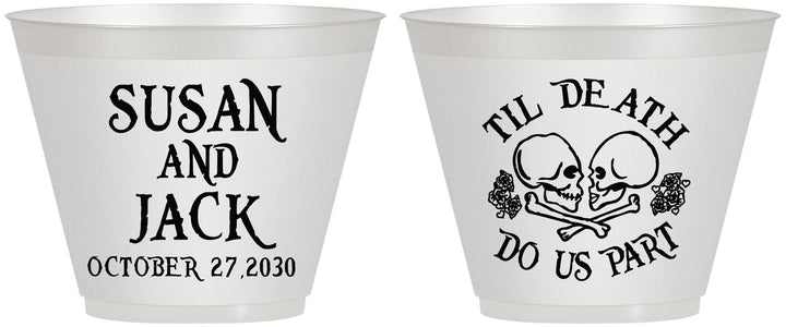 Custom Wedding 9 oz Wine Frosted Cups - Til Death Do Us Part | 213