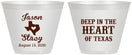 Custom Wedding 9 oz Wine Frosted Cups - Deep In The Heart Of Texas | 214