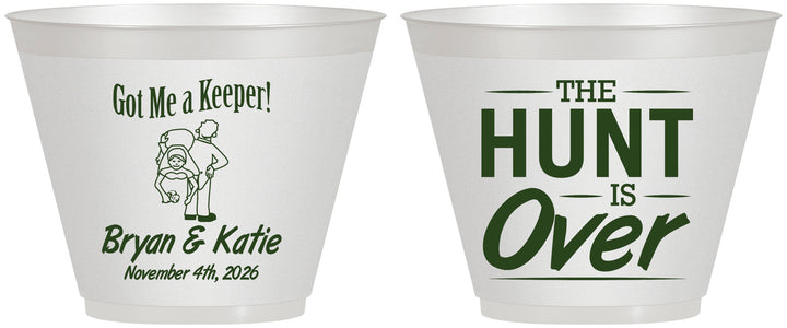 Custom Wedding 9 oz Wine Frosted Cups - The Hunt Is Over | 216