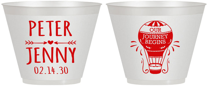 Custom Wedding 9 oz Wine Frosted Cups - Hot Air Balloon | 219