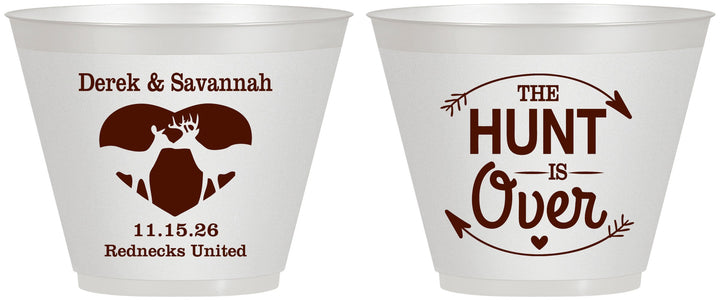 Custom Wedding 9 oz Wine Frosted Cups - The Hunt Is Over Deer | 220