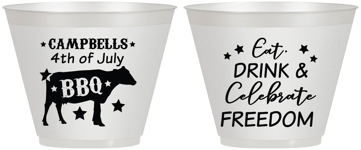 Custom 4th Of July 9 oz Wine Frosted Cups - Eat Drink Freedom | 220000