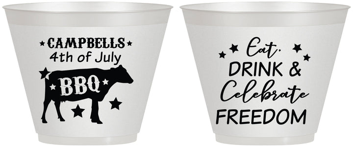 Custom 4th Of July 9 oz Wine Frosted Cups - Eat Drink Freedom | 220000