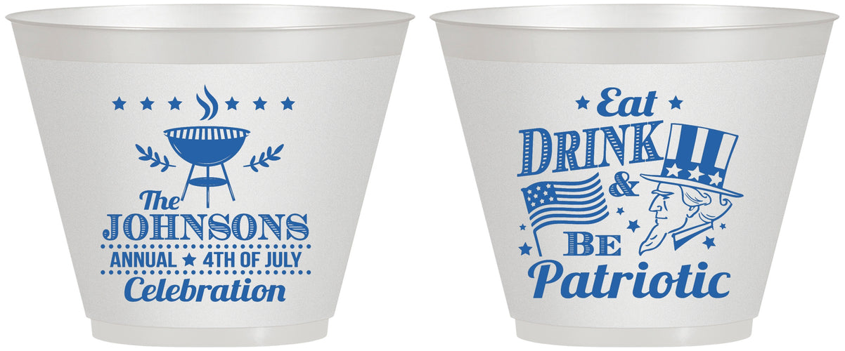 Custom 4th Of July 9 oz Wine Frosted Cups - Eat Drink Patriotic | 220003