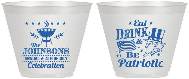 Custom 4th Of July 9 oz Wine Frosted Cups - Eat Drink Patriotic | 220003