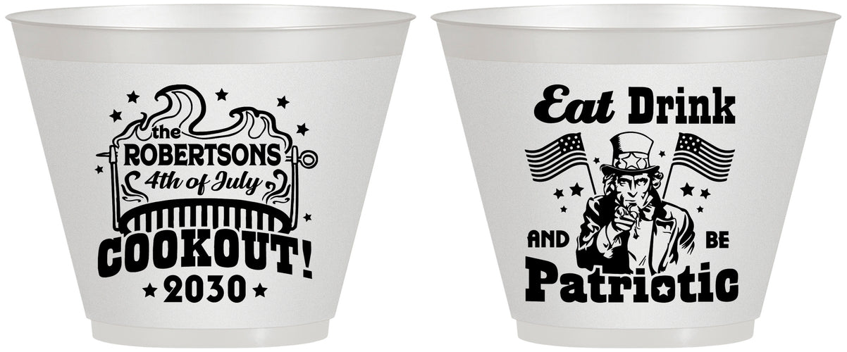 Custom 4th Of July 9 oz Wine Frosted Cups - Eat Drink Patriotic | 220004