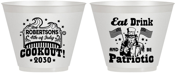 Custom 4th Of July 9 oz Wine Frosted Cups - Eat Drink Patriotic | 220004