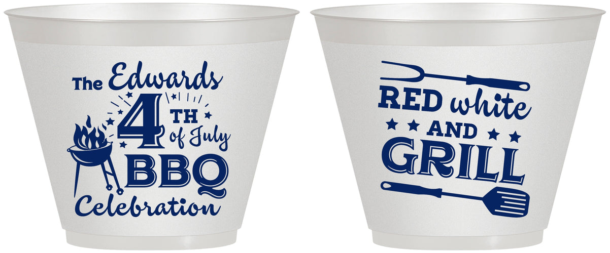 Custom 4th Of July 9 oz Wine Frosted Cups - Red White Grill | 220005