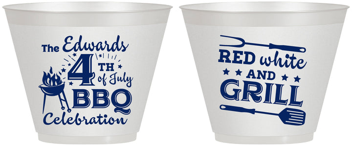 Custom 4th Of July 9 oz Wine Frosted Cups - Red White Grill | 220005