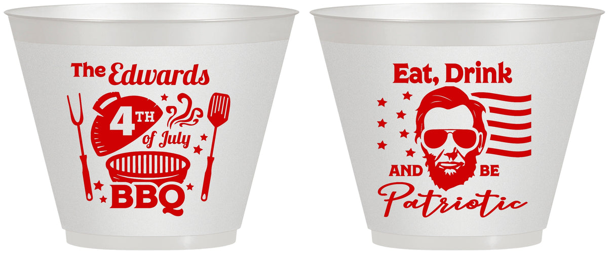 Custom 4th Of July 9 oz Wine Frosted Cups - Eat Drink Patriotic | 220006