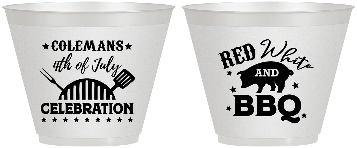 Custom 4th Of July 9 oz Wine Frosted Cups - Red White Bbq | 220008